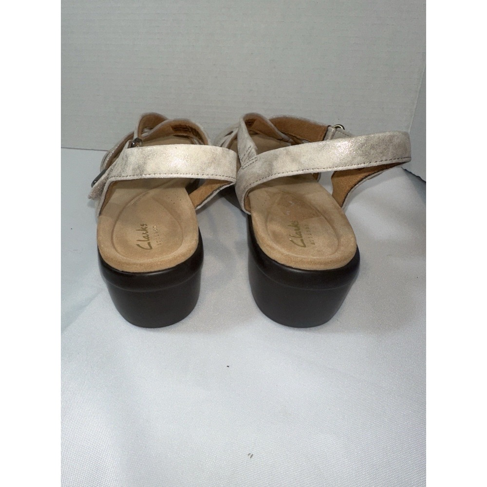 Clarks Women's Tuleah Cross Metallic Leather Sz 10 - Picture 5 of 9